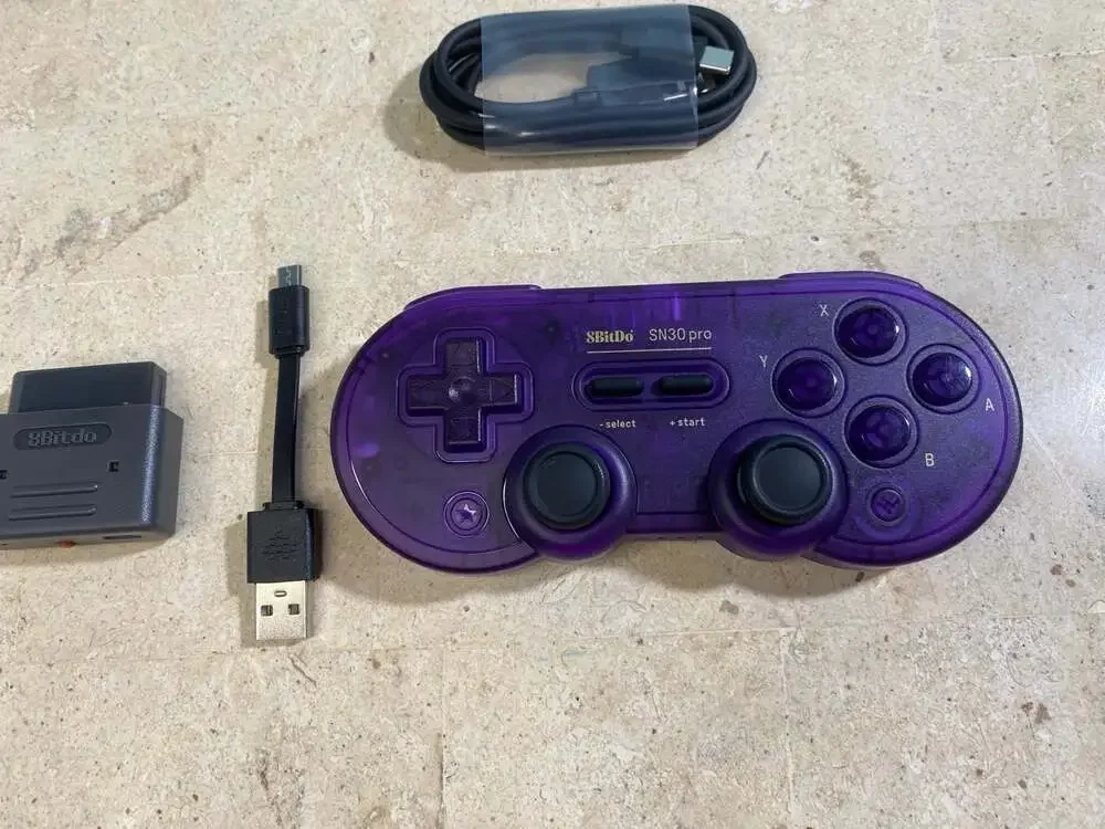 8BitDo SN30 Pro Bluetooth Gamepad and Wireless Adapter Set - Purple Transparent